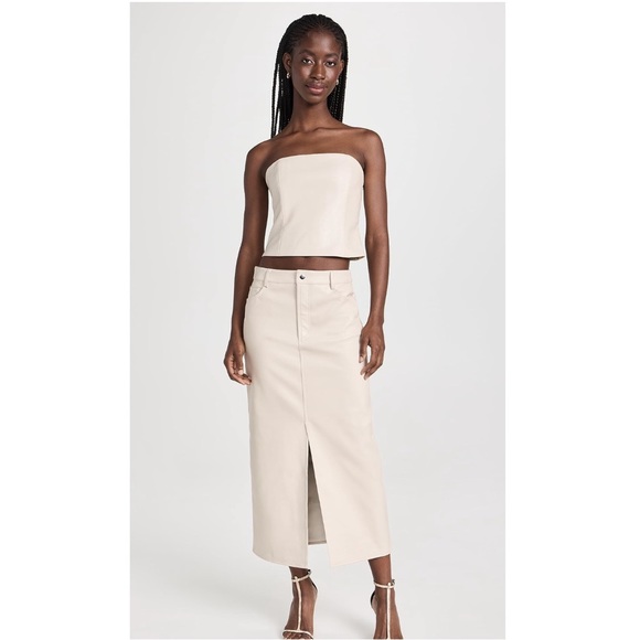 WAYF 5 Pocket Midi Skirt in Premium Vegan Leather, size L - Picture 1 of 8